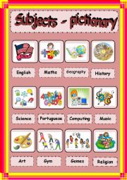 English Worksheet: The School Subjects