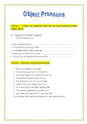 English Worksheet: Object Pronous
