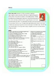 English Worksheet: Worksheet for teaching the song 