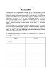 English Worksheet: TV or not TV?