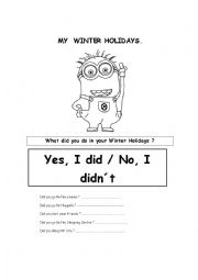 English Worksheet: MY WINTER HOLIDAYS