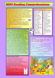 English Worksheet: Mini Reading Comprehensions.