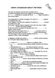 English Worksheet: Press Vocabulary