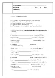 English Worksheet: superlative