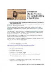 English Worksheet: CECIL; THE LION