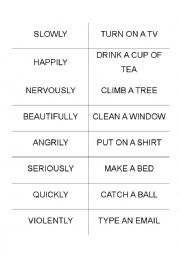 English Worksheet: Miming game with adverbs