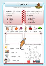 English Worksheet: A or an