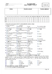 English Worksheet: TEST GRADE 8