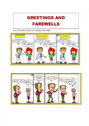 English Worksheet: Greetings and farewells