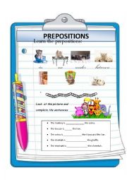 English Worksheet: Prepositions (1/2)