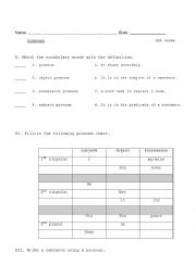 pronoun test fot 5th and 6th grade