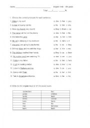 English Worksheet: 6th grade noun test