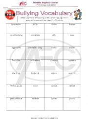 English Worksheet: Bullying