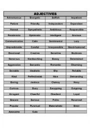 English Worksheet: Adjectives