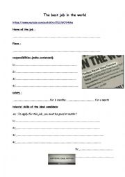 English Worksheet: the best job in the world