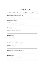 English Worksheet: Simple Past Dialogue