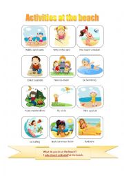 English Worksheet: Activities at the beach