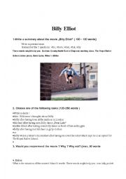 Billy Elliot Written Tasks test