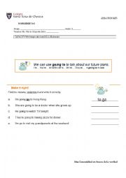English Worksheet: Going to 