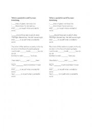 English Worksheet: lyrics-what a wonderful world