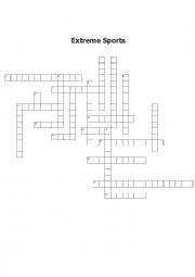 English Worksheet: Extreme Sports Crossword