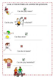 English Worksheet: Can - Cant