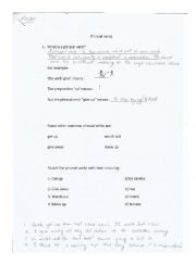 English Worksheet: Simple Introduction to the concept of phrasal verbs