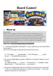 English Worksheet: Board Games