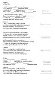 English Worksheet: The Fear - Lily Allen