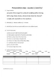 English Worksheet: Pronunciation practice sounds / ʃ / and /t ʃ /