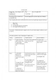 English Worksheet: lesson plan