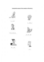 Complete the names of members of the family