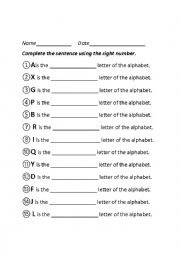 Alphabet Ordinal Numbers