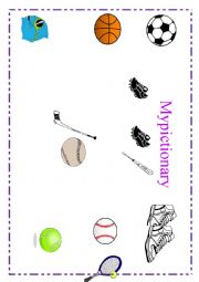 English Worksheet: Sport Equipment pictionary I