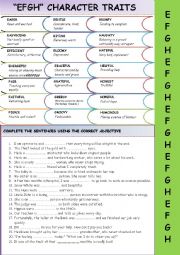 ADJECTIVES: EFGH CHARACTER TRAITS