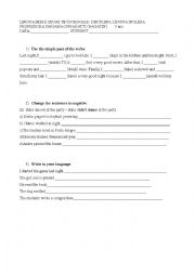 English Worksheet: test simple past