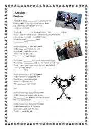 English Worksheet: Pearl Jam - I am mine