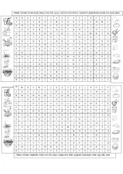 English Worksheet: HEALTHY AND UNHEALTHY FOOD: WORDSEARCH 