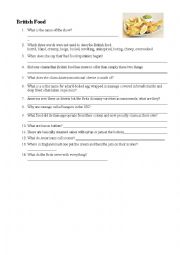 English Worksheet: British food listening activity