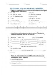 English Worksheet: Worksheet / Evaluation Conditionals