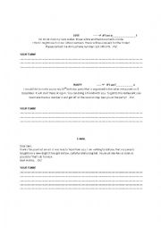 English Worksheet: Short writing forms example and exercise