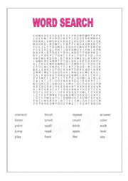 Word Search about verbs