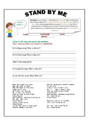 English Worksheet: Song - Stand by me 