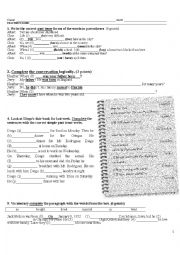 English Worksheet: Simple past exam