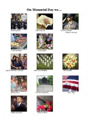 English Worksheet: Memorial Day Vocabulary Matching