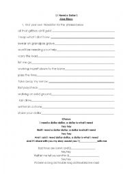 Aloe Blacc- need a dollar (song worksheet)