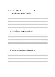 English Worksheet: Past Present Future written test