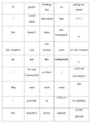English Worksheet: sentence building