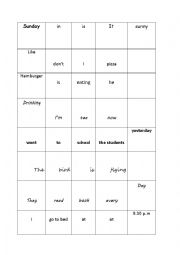 English Worksheet: sentence order game