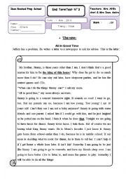 English Worksheet: End Term Test n3